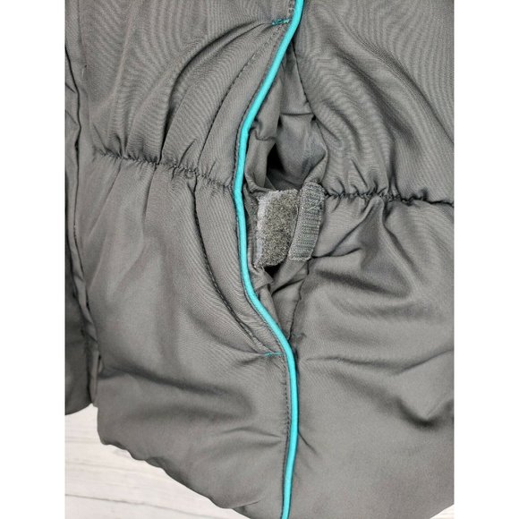 London Fog Girls Gray With Teal Trim Diamond Embroidered Hooded Jacket Small 7/8 - Picture 6 of 12